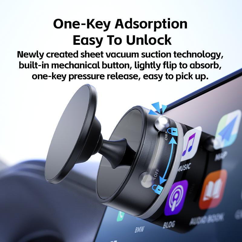 New Vacuum Suction Magnetic Phone Holder, Upgraded N54 Magnets, Magnetic Suction Cup Phone Mount for Car/Mirror/Smooth Surface for All Phones, Black