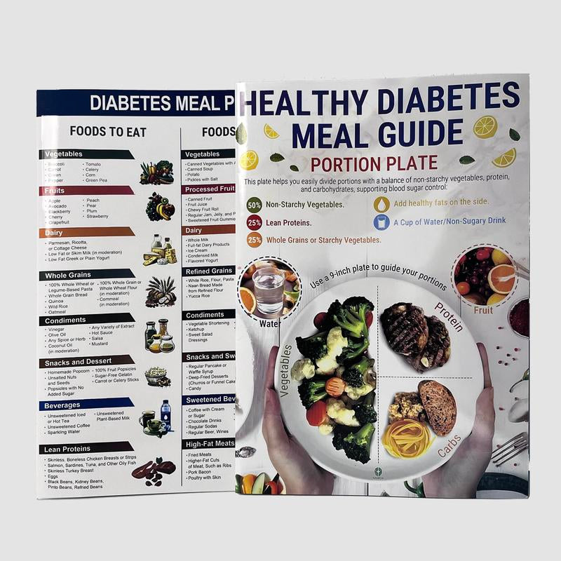 Diabetic Food Chart & Meal Planner - 8.5X11" Laminated Reference Guide with 345 Foods | Includes Carbs, Calories, Serving Sizes & Glycemic Index