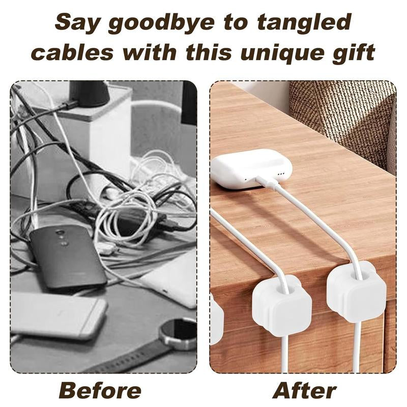 Magnetic Cable Organizer - 6/12PCS Magnetic Cable Organizer for Desktop and Wall Mounting with Phone Charging and Data Cable Storage Rod Hook