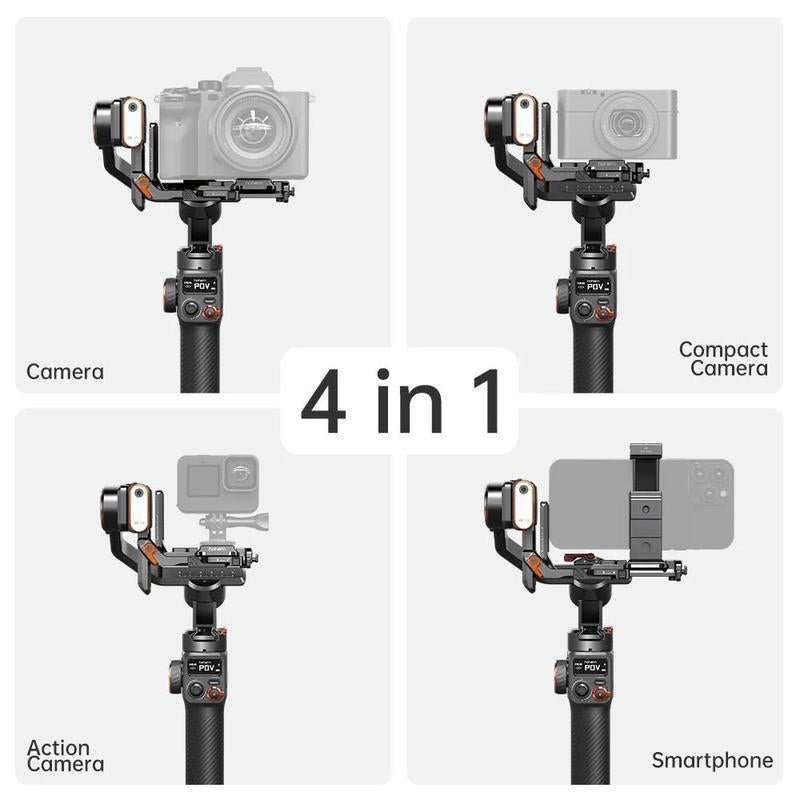 Hohem Isteady MT2 Kit Gimbal Stabilizer for Camera, 3-Axis Gimbal for Mirrorless/Pocket Camera/Action Camera/Smartphone, AI Tracker W/Fill Light, Camera Stabilizer for DSLR Camera Canon/Nikon/Sony