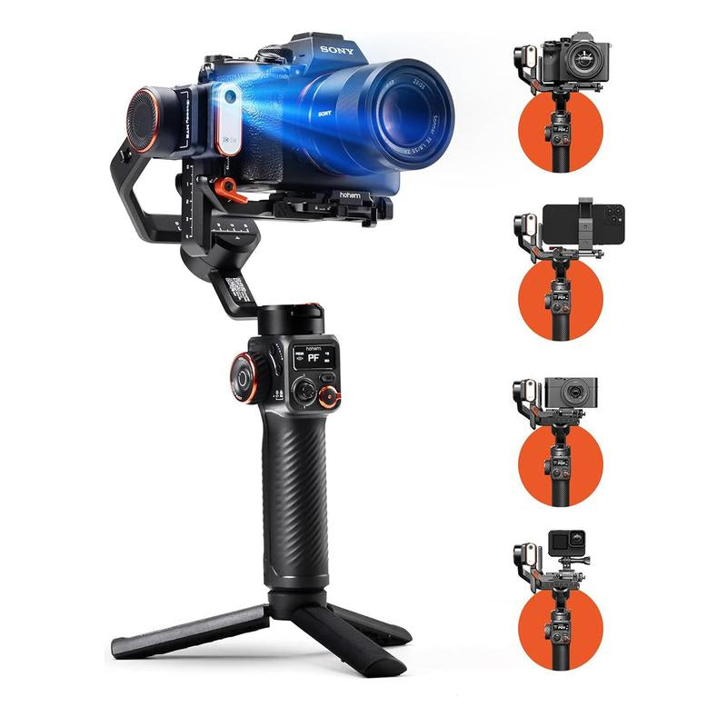 Hohem Isteady MT2 Kit Gimbal Stabilizer for Camera, 3-Axis Gimbal for Mirrorless/Pocket Camera/Action Camera/Smartphone, AI Tracker W/Fill Light, Camera Stabilizer for DSLR Camera Canon/Nikon/Sony