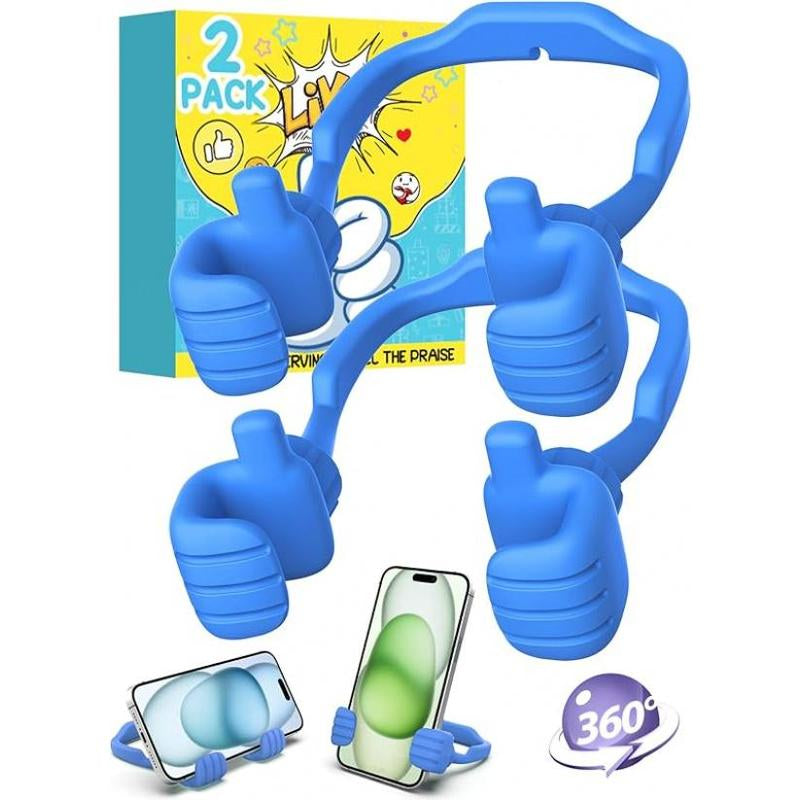 Easter Basket Stuffers for Teens Girls Boys Cell Phone Stand: 2 Pack UPGRADE Adjustable Thumbs up Lazy Phone Holder for Desk Fun Birthday Gifts Easter Gifts for Adults Toddlers Women Men Wife Kids