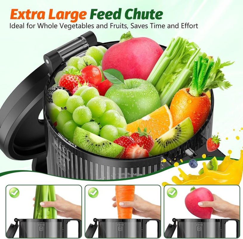 Cold Press Juicer, Masticating Juicer with 5.4" Wide Feed Chute, 350W Slow Juicer Machines Fit Whole Vegetables and Fruits,Juicer Machine,High Juice Yield