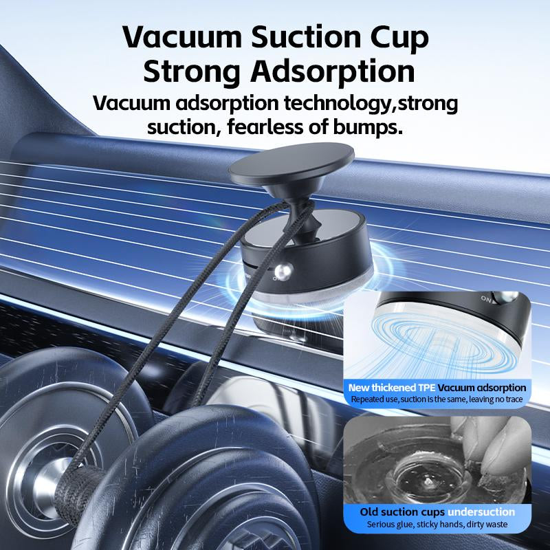 New Vacuum Suction Magnetic Phone Holder, Upgraded N54 Magnets, Magnetic Suction Cup Phone Mount for Car/Mirror/Smooth Surface for All Phones, Black