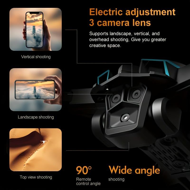 K12 Max Drone with Triple Cameras, Brushless Motor, 360° , Wireless Controller for Live Video Streaming and Navigation - Charging Obstacle
