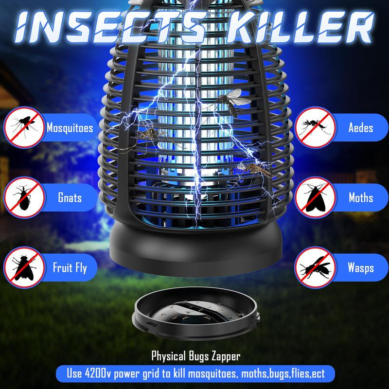 Electric Bug Zapper Outdoor, 4200V Powerful Mosquito Killer & Fly Trap,Insects Zapper Covers 3000 Sq Ft for Patio & Backyard, Home, Patio, Camping