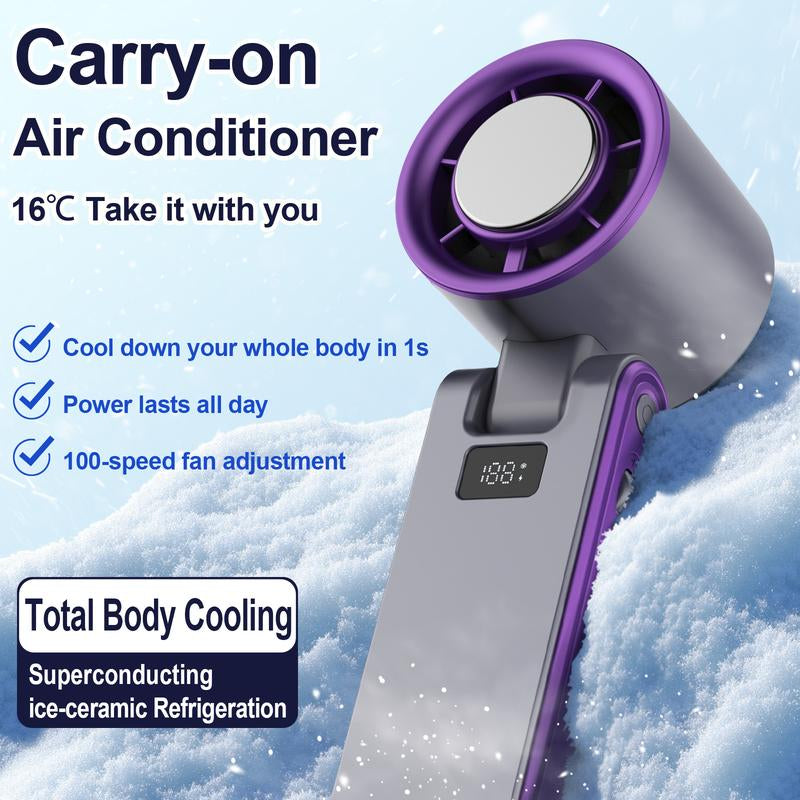 JOYYE Portable Handheld Turbo Fan, Portable Cooling Fan Adjustable 1-100 Speed, Rechargeable for Outdoor, Summer Travel, Working, Camping, Cordless