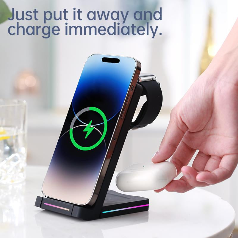 Cellphone 3-In-1 Mag-Safe Wireless Charger for Iphone 15/14/13/12,Apple Watch,And Airpods Pro/2/3-Magnetic Charging Station