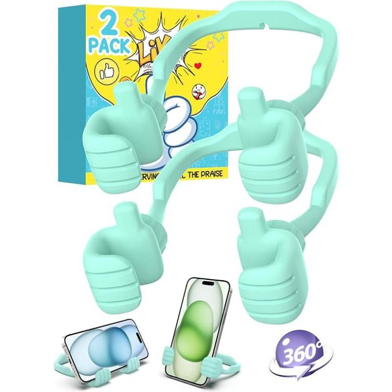 Easter Basket Stuffers for Teens Girls Boys Cell Phone Stand: 2 Pack UPGRADE Adjustable Thumbs up Lazy Phone Holder for Desk Fun Birthday Gifts Easter Gifts for Adults Toddlers Women Men Wife Kids
