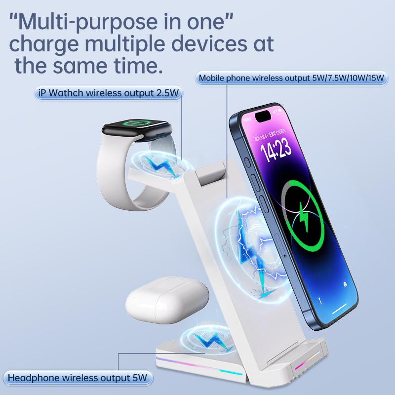 Cellphone 3-In-1 Mag-Safe Wireless Charger for Iphone 15/14/13/12,Apple Watch,And Airpods Pro/2/3-Magnetic Charging Station