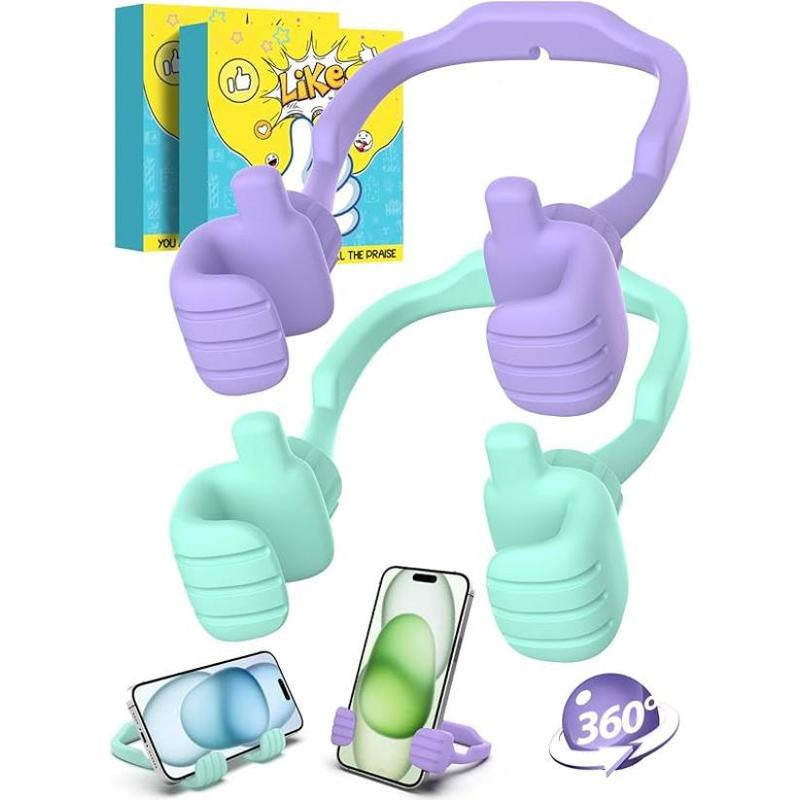 Easter Basket Stuffers for Teens Girls Boys Cell Phone Stand: 2 Pack UPGRADE Adjustable Thumbs up Lazy Phone Holder for Desk Fun Birthday Gifts Easter Gifts for Adults Toddlers Women Men Wife Kids
