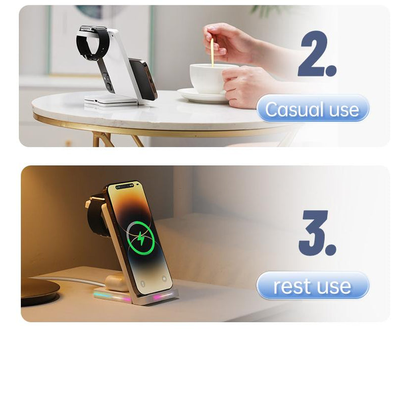 Cellphone 3-In-1 Mag-Safe Wireless Charger for Iphone 15/14/13/12,Apple Watch,And Airpods Pro/2/3-Magnetic Charging Station