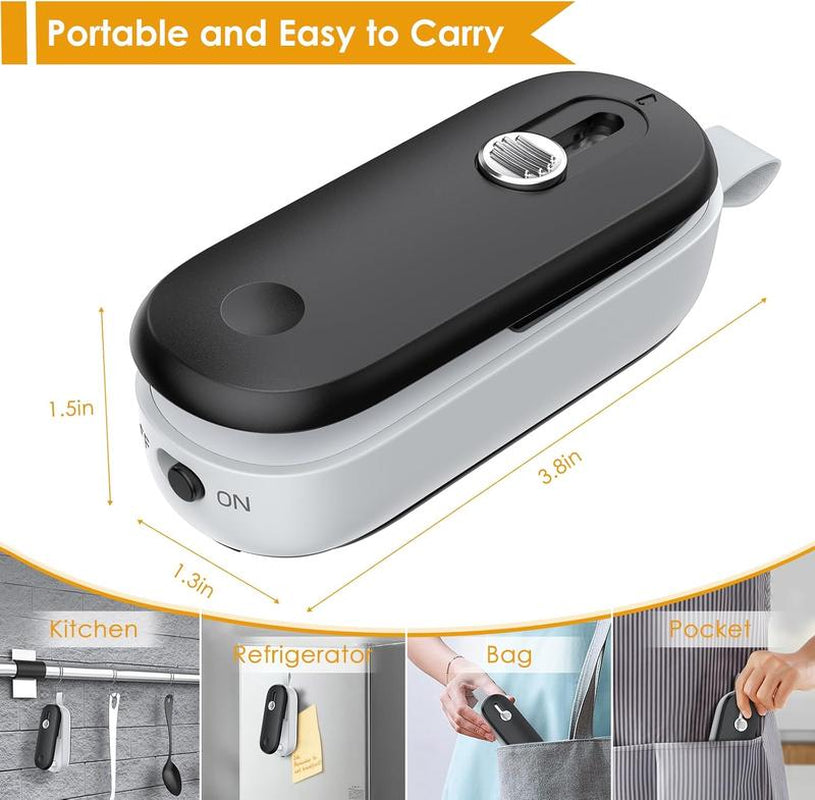 FEPPO Mini Bag Sealer, 2 in 1 Heat Sealer with Cutter, Portable Resealer Machine for Chip, Plastic Bags Food Storage Snacks (Batteries Included)