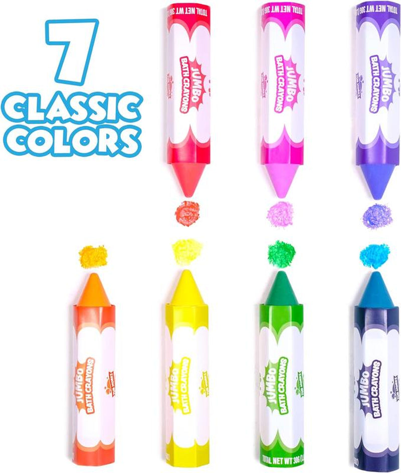 Tub Works Jumbo Bath Crayons, 7-Pack | Non-Toxic & Washable | Smooth, Vivid Drawings on Wet & Dry Tub Walls