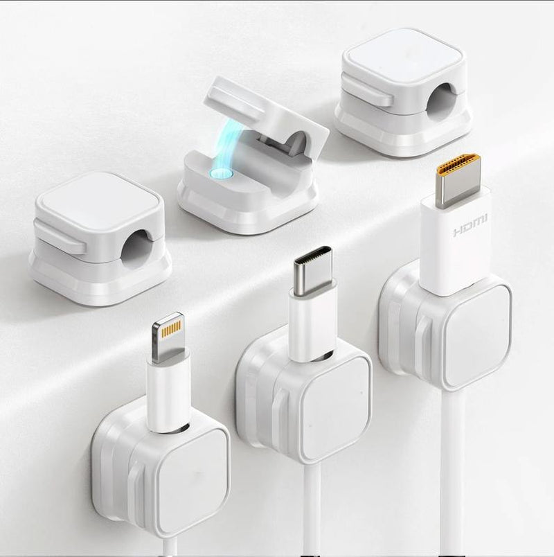 Magnetic Cable Organizer - 6/12PCS Magnetic Cable Organizer for Desktop and Wall Mounting with Phone Charging and Data Cable Storage Rod Hook