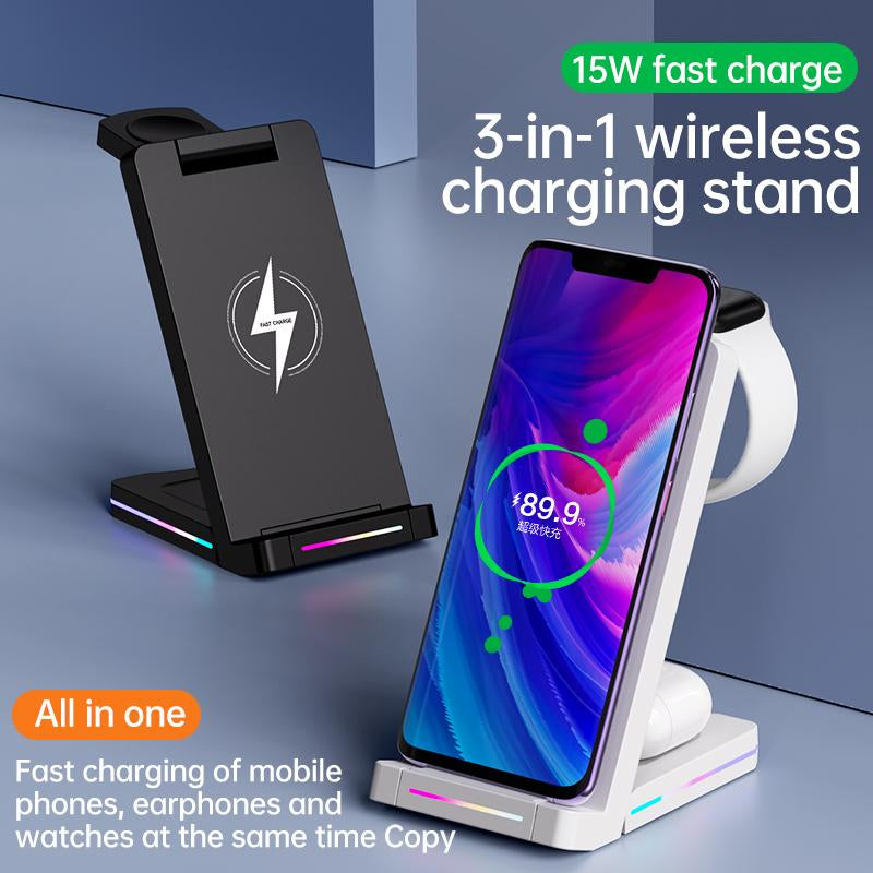 Cellphone 3-In-1 Mag-Safe Wireless Charger for Iphone 15/14/13/12,Apple Watch,And Airpods Pro/2/3-Magnetic Charging Station