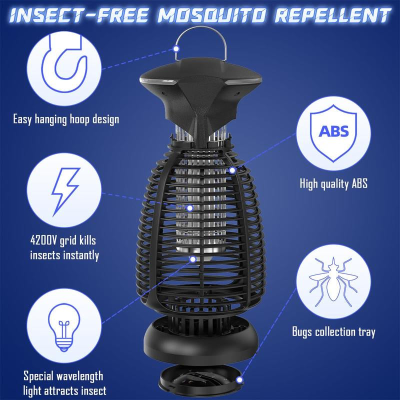 Electric Bug Zapper Outdoor, 4200V Powerful Mosquito Killer & Fly Trap,Insects Zapper Covers 3000 Sq Ft for Patio & Backyard, Home, Patio, Camping