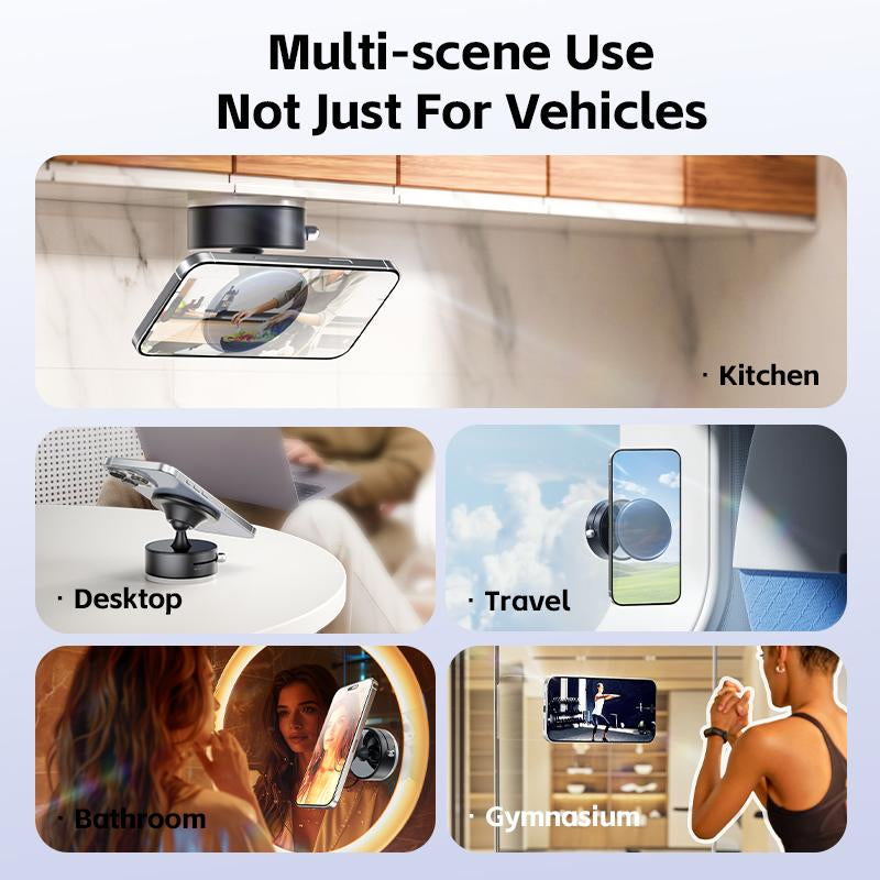 New Vacuum Suction Magnetic Phone Holder, Upgraded N54 Magnets, Magnetic Suction Cup Phone Mount for Car/Mirror/Smooth Surface for All Phones, Black