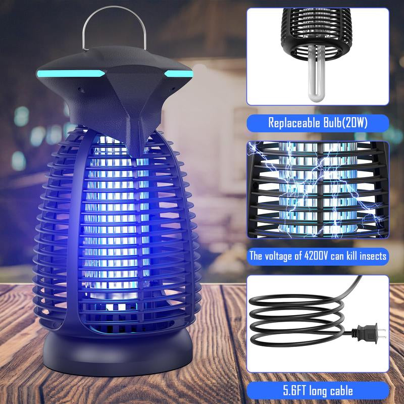 Electric Bug Zapper Outdoor, 4200V Powerful Mosquito Killer & Fly Trap,Insects Zapper Covers 3000 Sq Ft for Patio & Backyard, Home, Patio, Camping