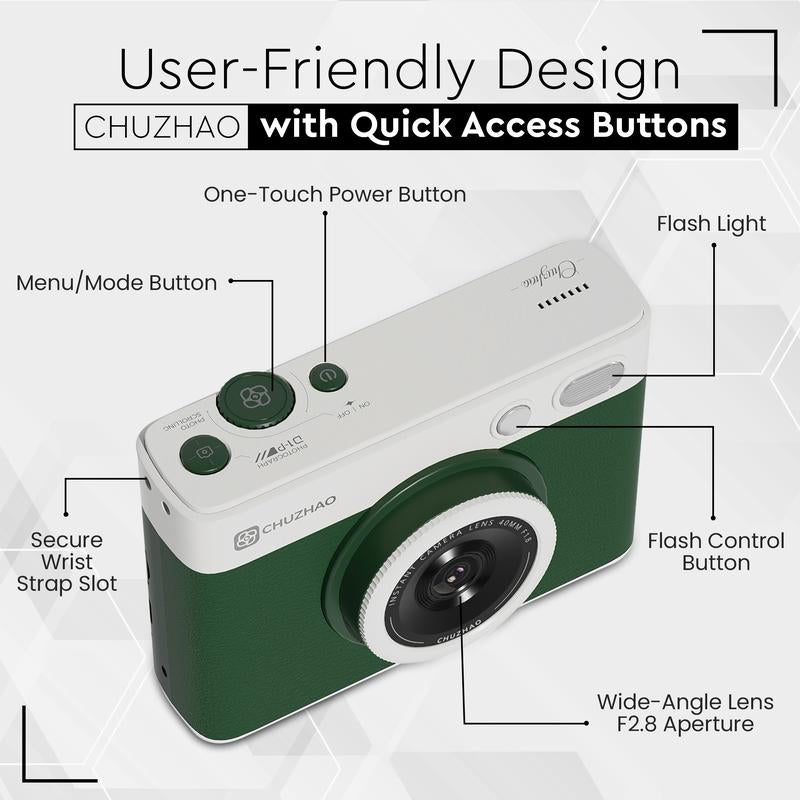 Chuzhao Color Instant Print Digital Camera Colorful Photos No Ink Thermal Paper, WIFI Connect Printer Disposable Instant Film Camera