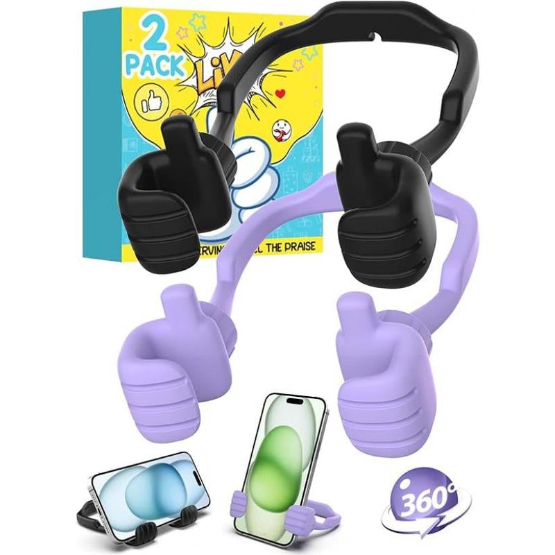 Easter Basket Stuffers for Teens Girls Boys Cell Phone Stand: 2 Pack UPGRADE Adjustable Thumbs up Lazy Phone Holder for Desk Fun Birthday Gifts Easter Gifts for Adults Toddlers Women Men Wife Kids