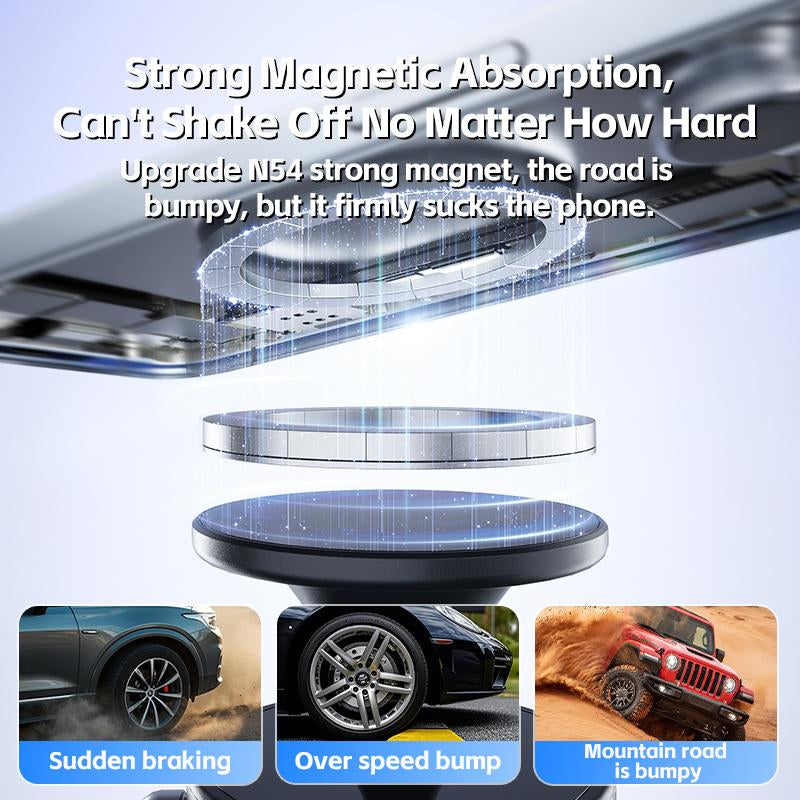 New Vacuum Suction Magnetic Phone Holder, Upgraded N54 Magnets, Magnetic Suction Cup Phone Mount for Car/Mirror/Smooth Surface for All Phones, Black