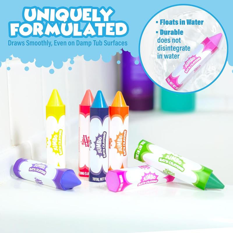 Tub Works Jumbo Bath Crayons, 7-Pack | Non-Toxic & Washable | Smooth, Vivid Drawings on Wet & Dry Tub Walls