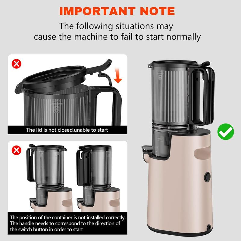 Cold Press Juicer, Masticating Juicer with 5.4" Wide Feed Chute, 350W Slow Juicer Machines Fit Whole Vegetables and Fruits,Juicer Machine,High Juice Yield