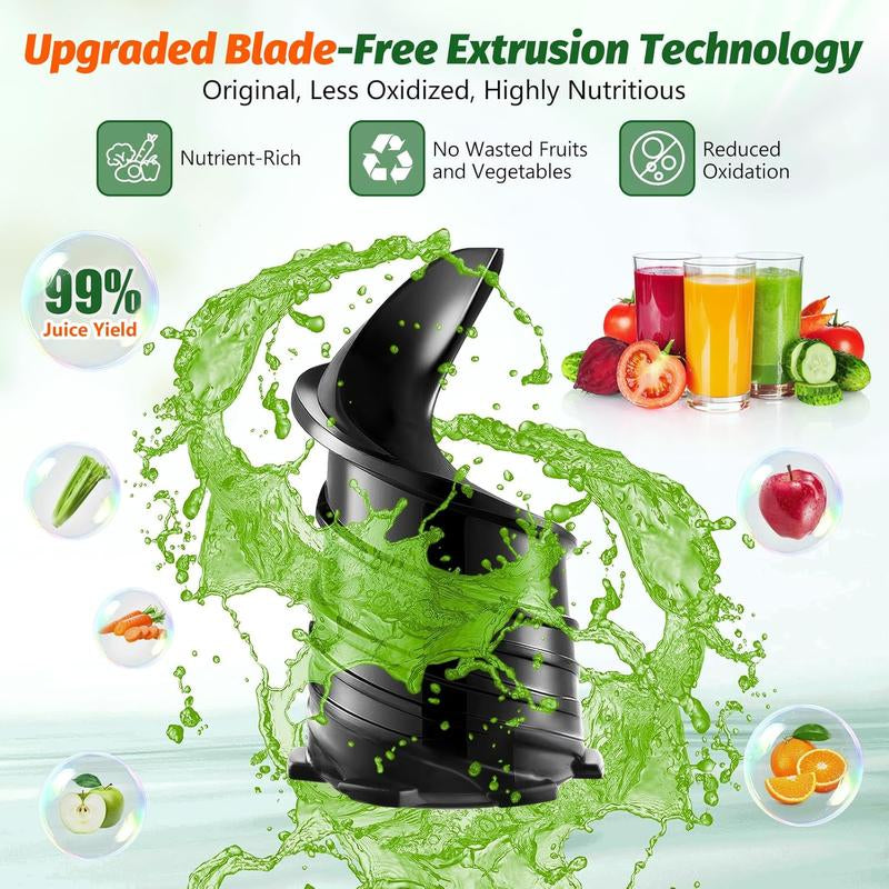 Cold Press Juicer, Masticating Juicer with 5.4" Wide Feed Chute, 350W Slow Juicer Machines Fit Whole Vegetables and Fruits,Juicer Machine,High Juice Yield