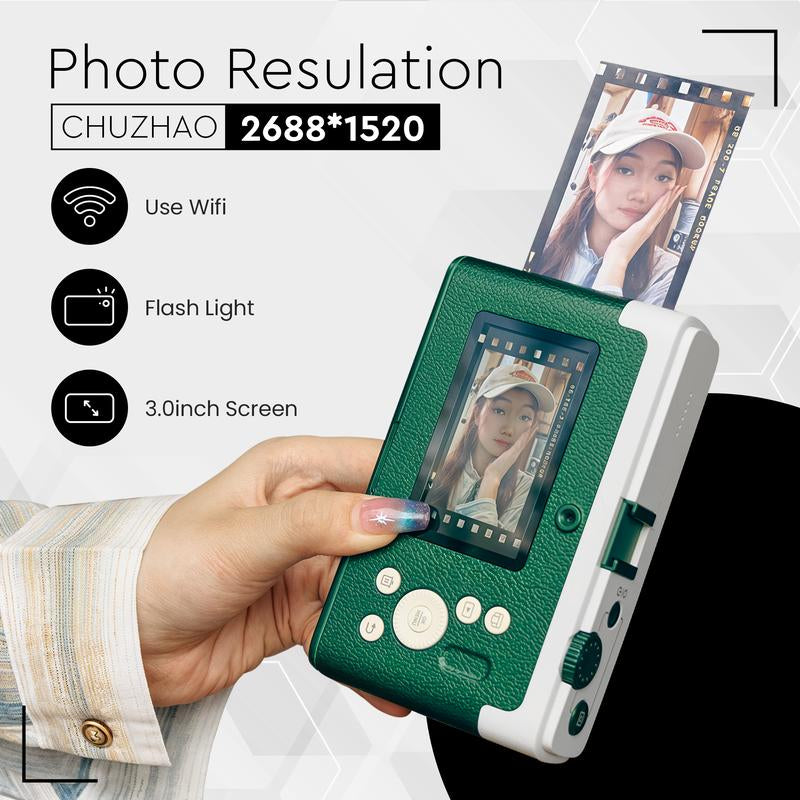 Chuzhao Color Instant Print Digital Camera Colorful Photos No Ink Thermal Paper, WIFI Connect Printer Disposable Instant Film Camera