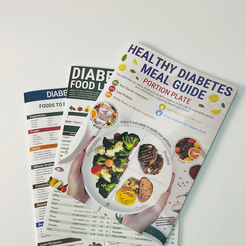 Diabetic Food Chart & Meal Planner - 8.5X11" Laminated Reference Guide with 345 Foods | Includes Carbs, Calories, Serving Sizes & Glycemic Index