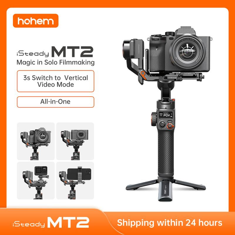 Hohem Isteady MT2 Kit Gimbal Stabilizer for Camera, 3-Axis Gimbal for Mirrorless/Pocket Camera/Action Camera/Smartphone, AI Tracker W/Fill Light, Camera Stabilizer for DSLR Camera Canon/Nikon/Sony