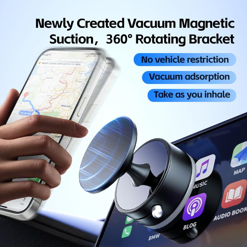 New Vacuum Suction Magnetic Phone Holder, Upgraded N54 Magnets, Magnetic Suction Cup Phone Mount for Car/Mirror/Smooth Surface for All Phones, Black
