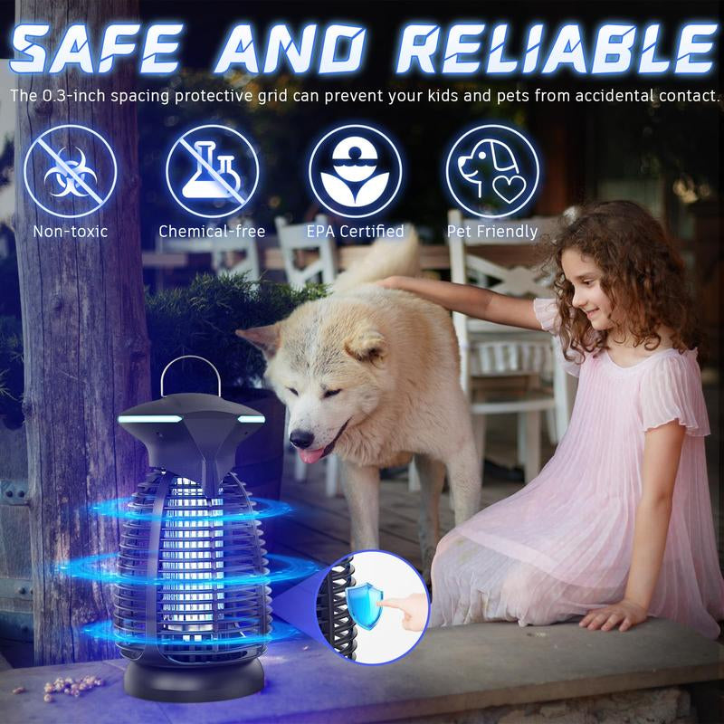 Electric Bug Zapper Outdoor, 4200V Powerful Mosquito Killer & Fly Trap,Insects Zapper Covers 3000 Sq Ft for Patio & Backyard, Home, Patio, Camping