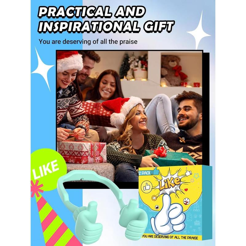 Easter Basket Stuffers for Teens Girls Boys Cell Phone Stand: 2 Pack UPGRADE Adjustable Thumbs up Lazy Phone Holder for Desk Fun Birthday Gifts Easter Gifts for Adults Toddlers Women Men Wife Kids