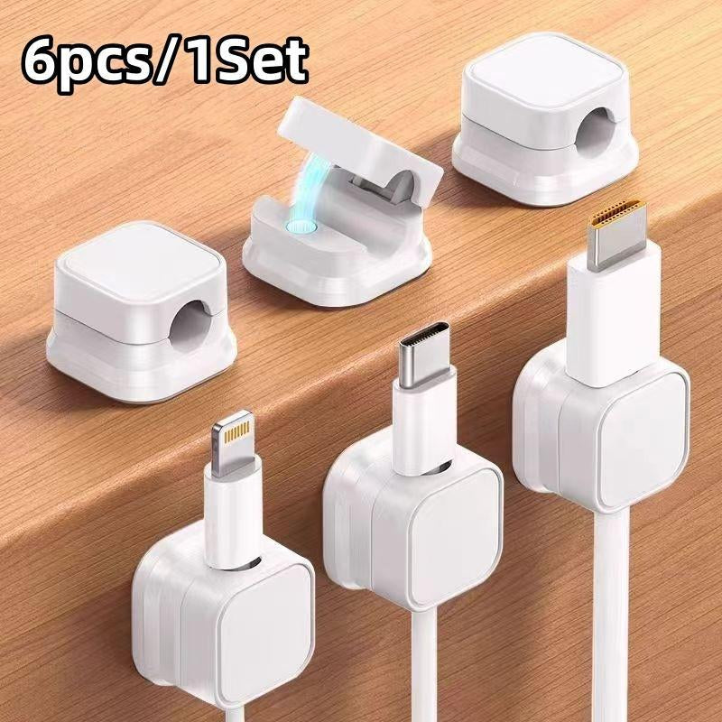 Magnetic Cable Organizer - 6/12PCS Magnetic Cable Organizer for Desktop and Wall Mounting with Phone Charging and Data Cable Storage Rod Hook