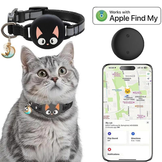 Cat Collar with GPS Tracker, Waterproof Cat Collar with Luminous & Reflective Fish Pattern, Lightweight Kitten Collar, Hidden GPS Tracker for Cats, Kittens, Boyfriend Gift