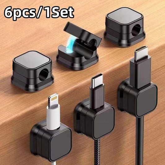 Magnetic Cable Organizer - 6/12PCS Magnetic Cable Organizer for Desktop and Wall Mounting with Phone Charging and Data Cable Storage Rod Hook