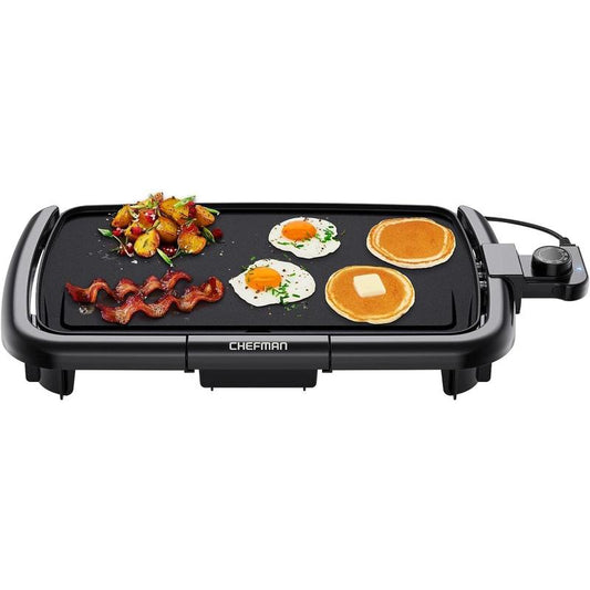 Electric Griddle with Removable Temperature Control, Immersible Flat Top Grill, Burger, Eggs, Pancake Griddle, Nonstick Easy Clean Cooking Surface, Slide Out Drip Tray