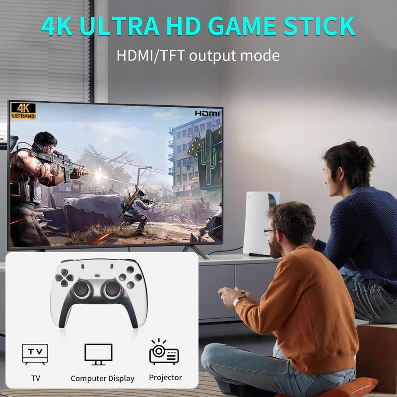 D3S Two-Person Home Game Console,Wireless Controller TV Game Console,Multiplayer Video Game Consoles,4K HD 10+ Emulators