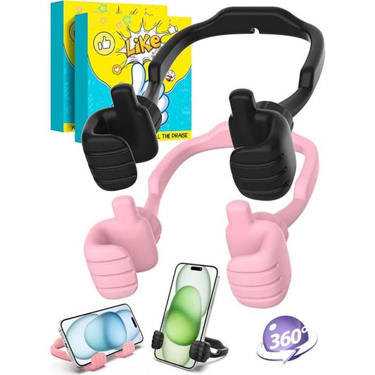 Easter Basket Stuffers for Teens Girls Boys Cell Phone Stand: 2 Pack UPGRADE Adjustable Thumbs up Lazy Phone Holder for Desk Fun Birthday Gifts Easter Gifts for Adults Toddlers Women Men Wife Kids
