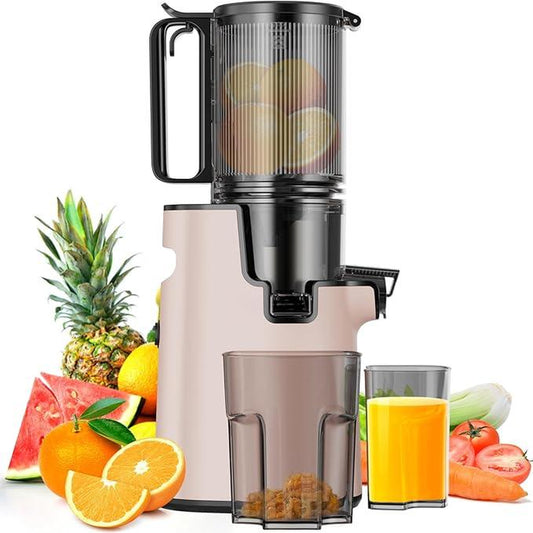 Cold Press Juicer, Masticating Juicer with 5.4" Wide Feed Chute, 350W Slow Juicer Machines Fit Whole Vegetables and Fruits,Juicer Machine,High Juice Yield