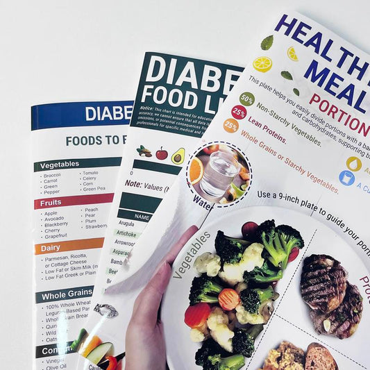 Diabetic Food Chart & Meal Planner - 8.5X11" Laminated Reference Guide with 345 Foods | Includes Carbs, Calories, Serving Sizes & Glycemic Index