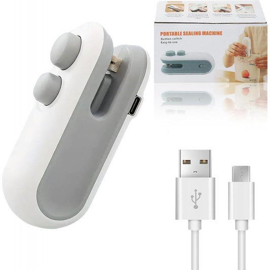 Mini Snacksbag Sealer, Rechargeable 2 in 1 Bag Heat Sealer with Cutter for Chip, Re-Sealer for Plastic Bags, Keep Food Fresh